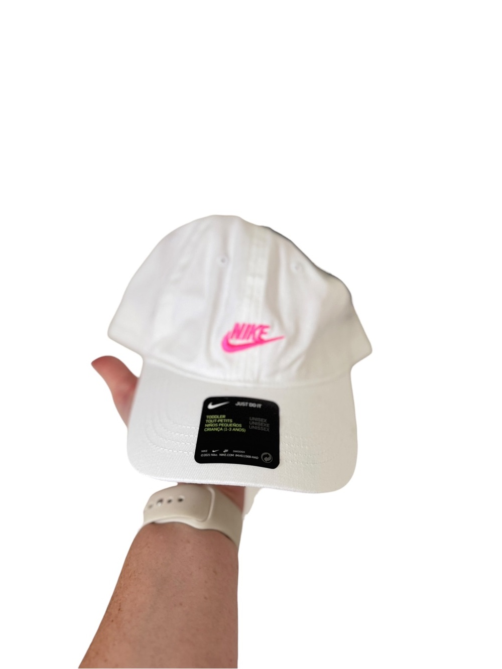 Nike White Baseball Cap with Hot Pink Swoosh Toddler Size 2-4 years